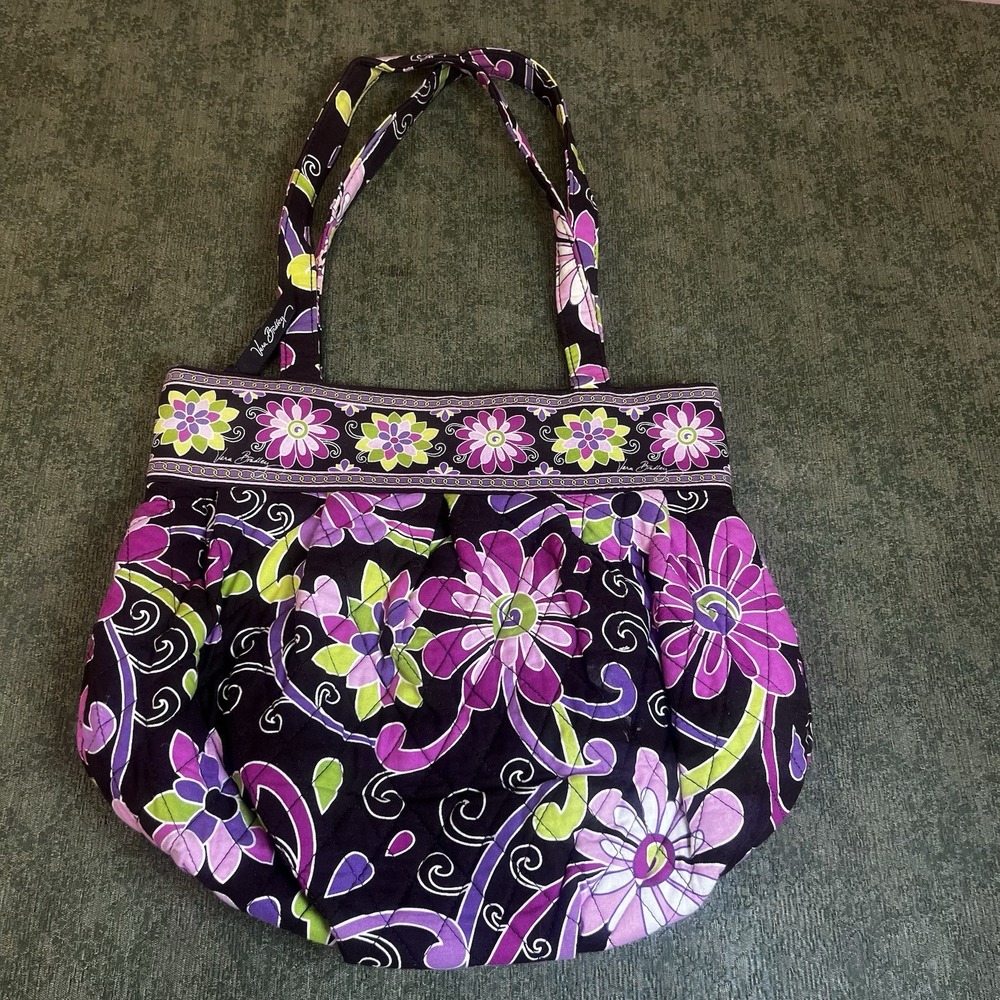 Vera Bradley Tote Classic Yellowbird Shoulder Bag Quilted‎ Black Yellow Blue
